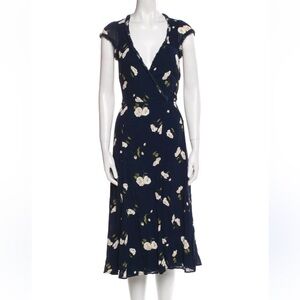 Reformation Navy Blue Floral Wrap Dress size XSmall